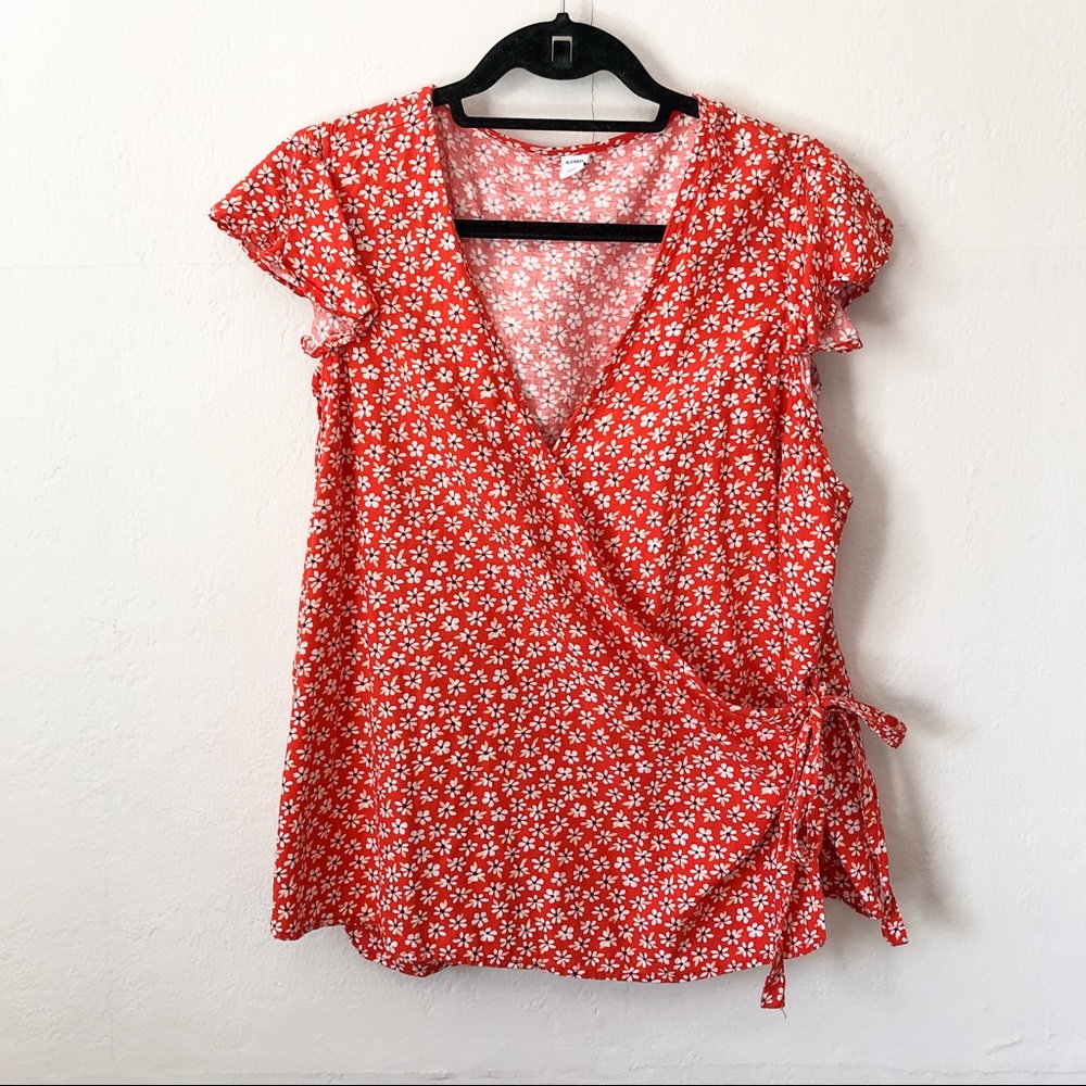 Old Navy Floral Wrap Blouse